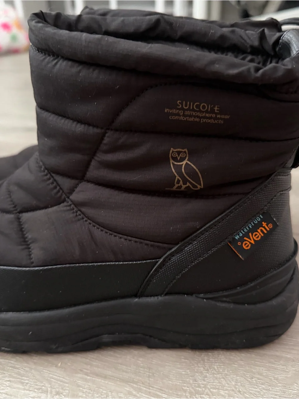 Men's Insulated Black Slip-On Quilted Winter Boots